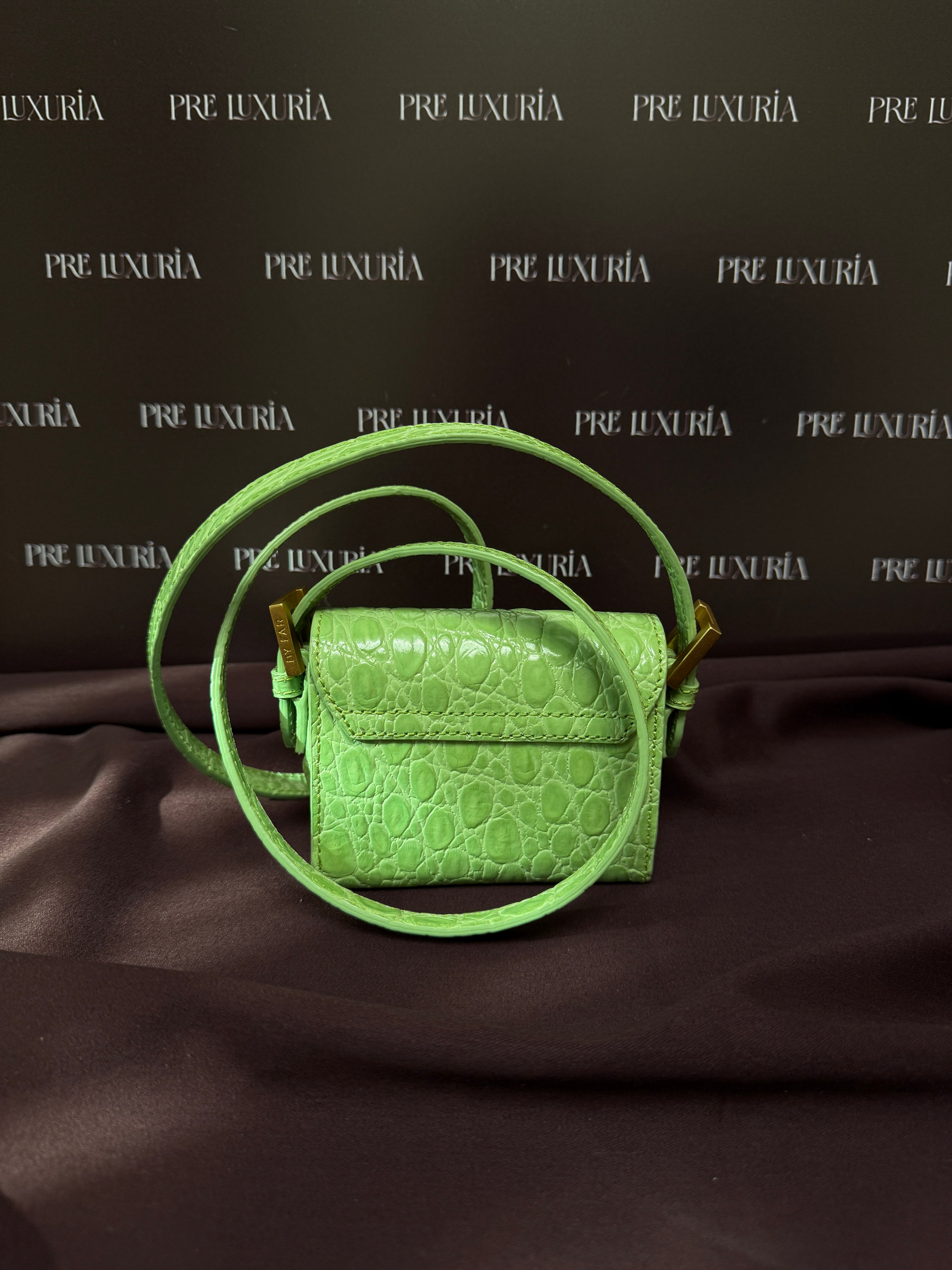 By Far Croco - Embossed Micro Fran in Green