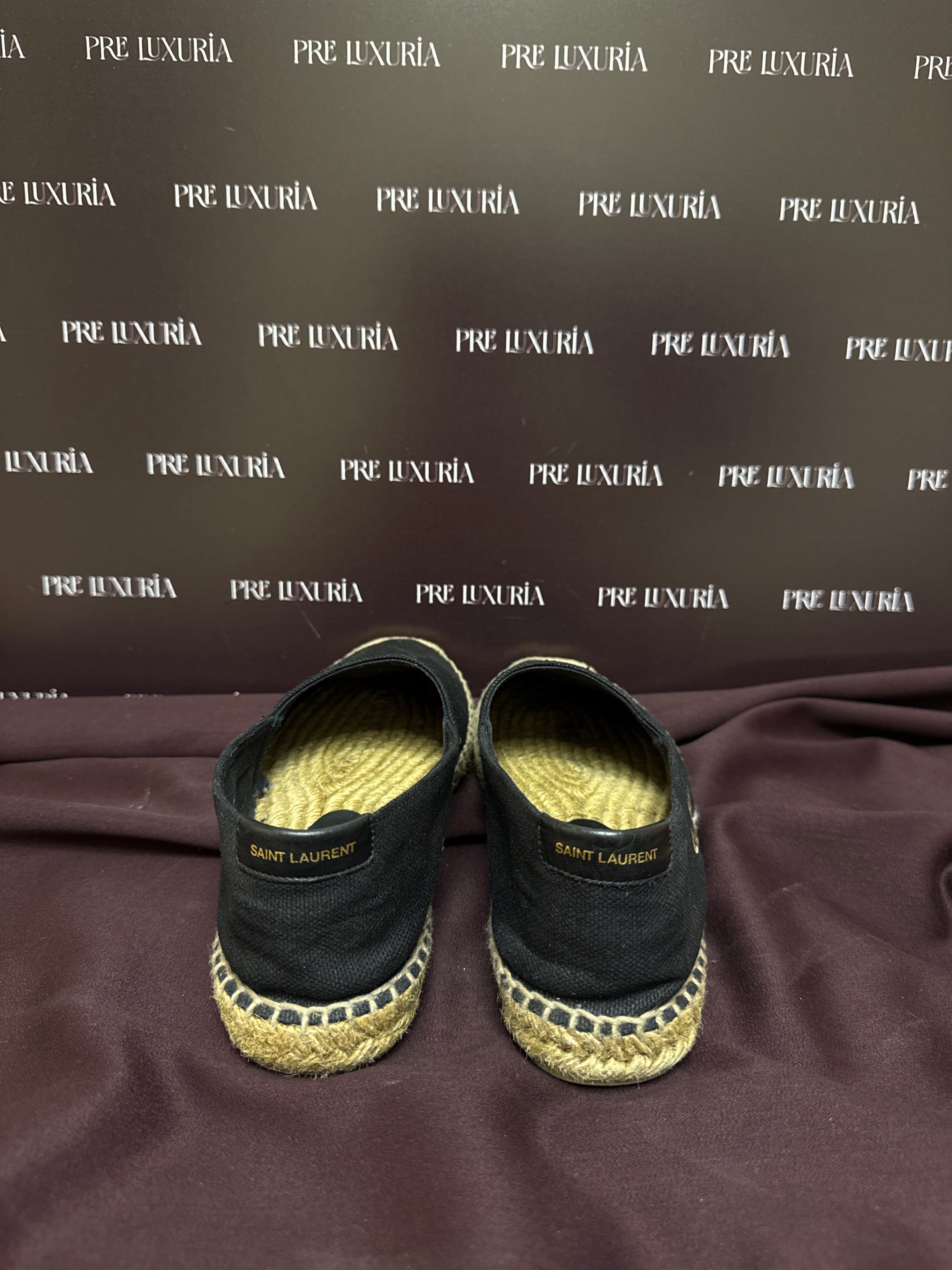 Saint Laurent Embroidered Espadrilles in Black Canvas EU39