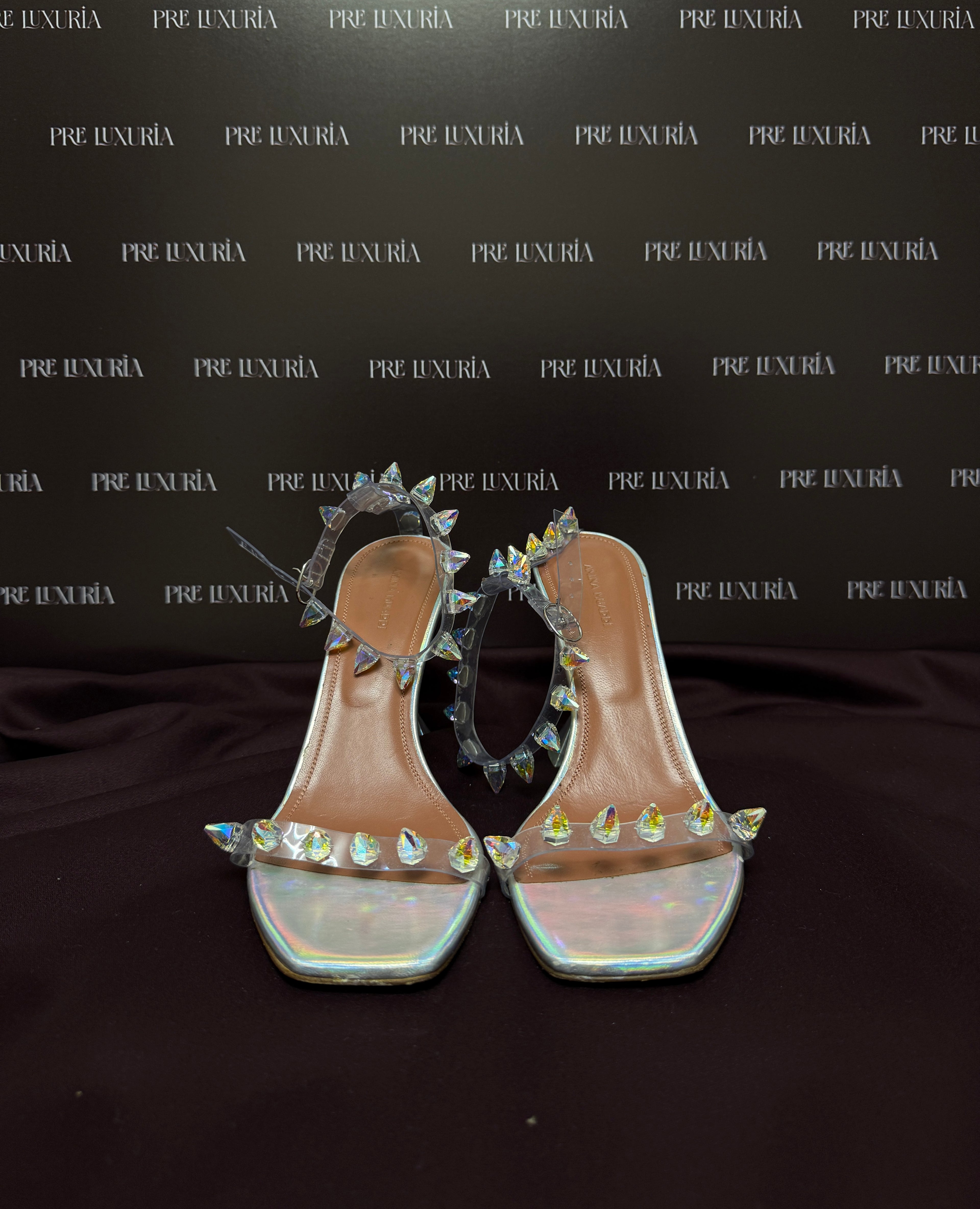 Amina Muaddi Julia PVC Spike Sandals EU39.5