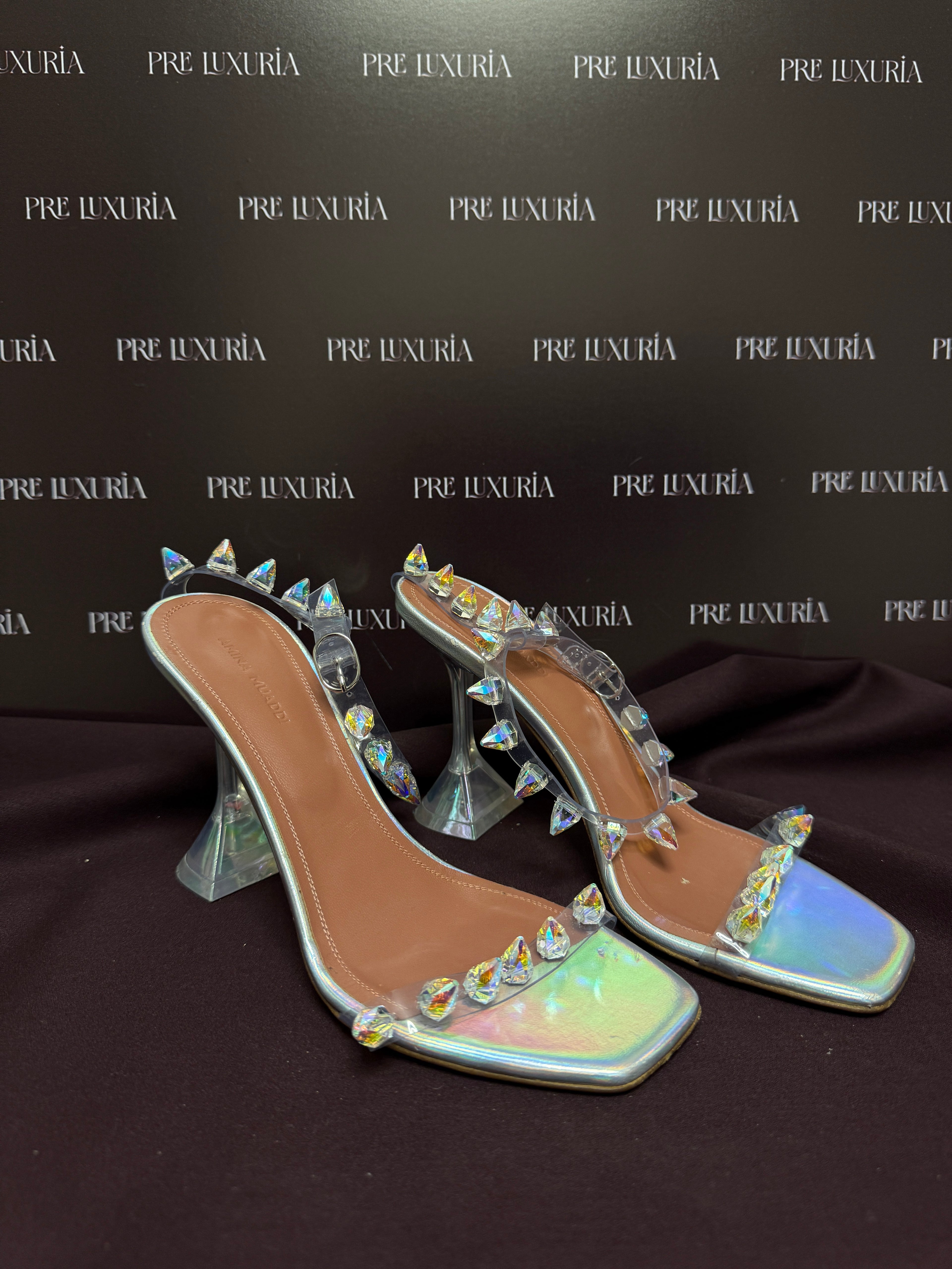 Amina Muaddi Julia PVC Spike Sandals EU38