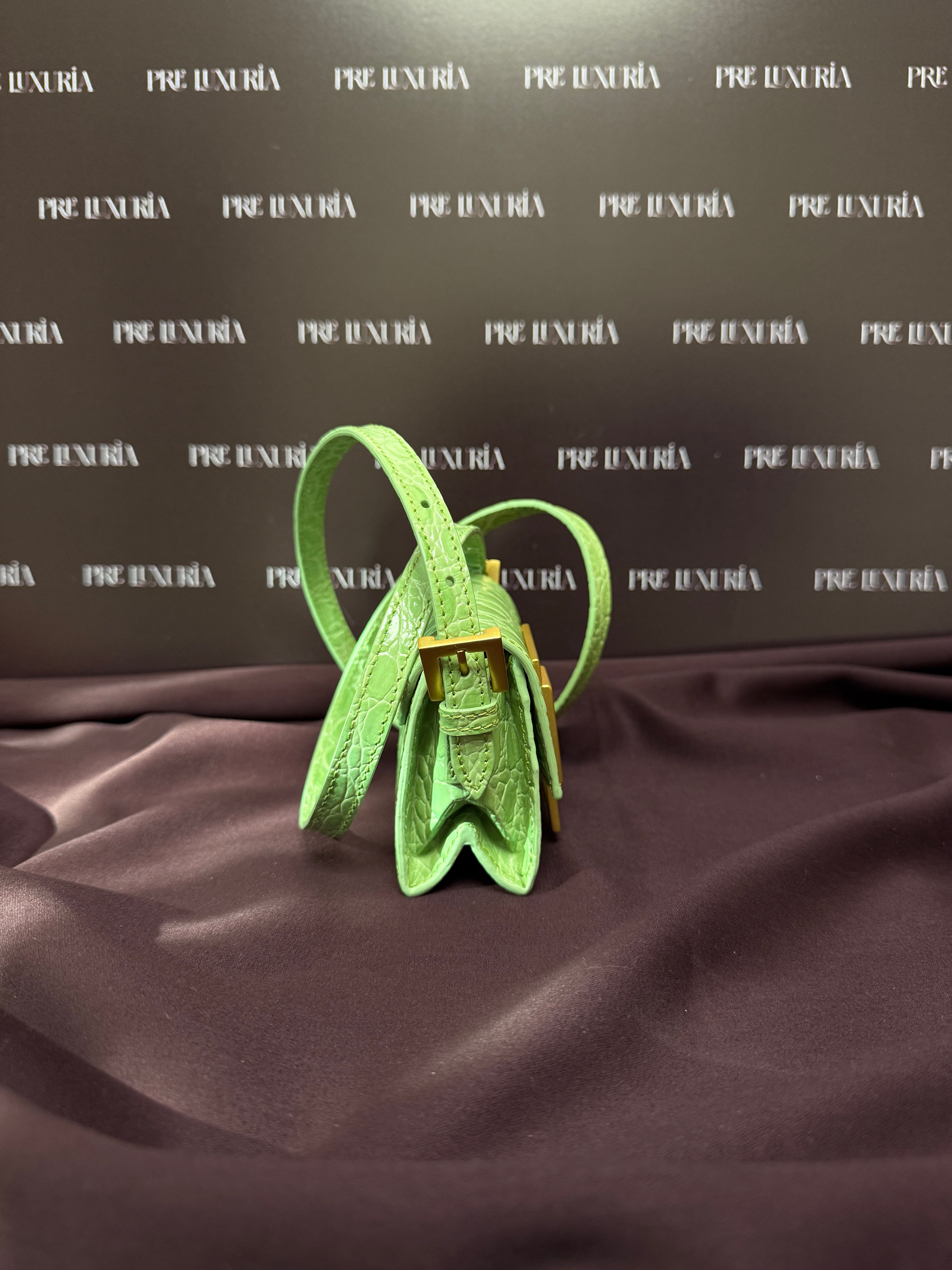 By Far Croco - Embossed Micro Fran in Green