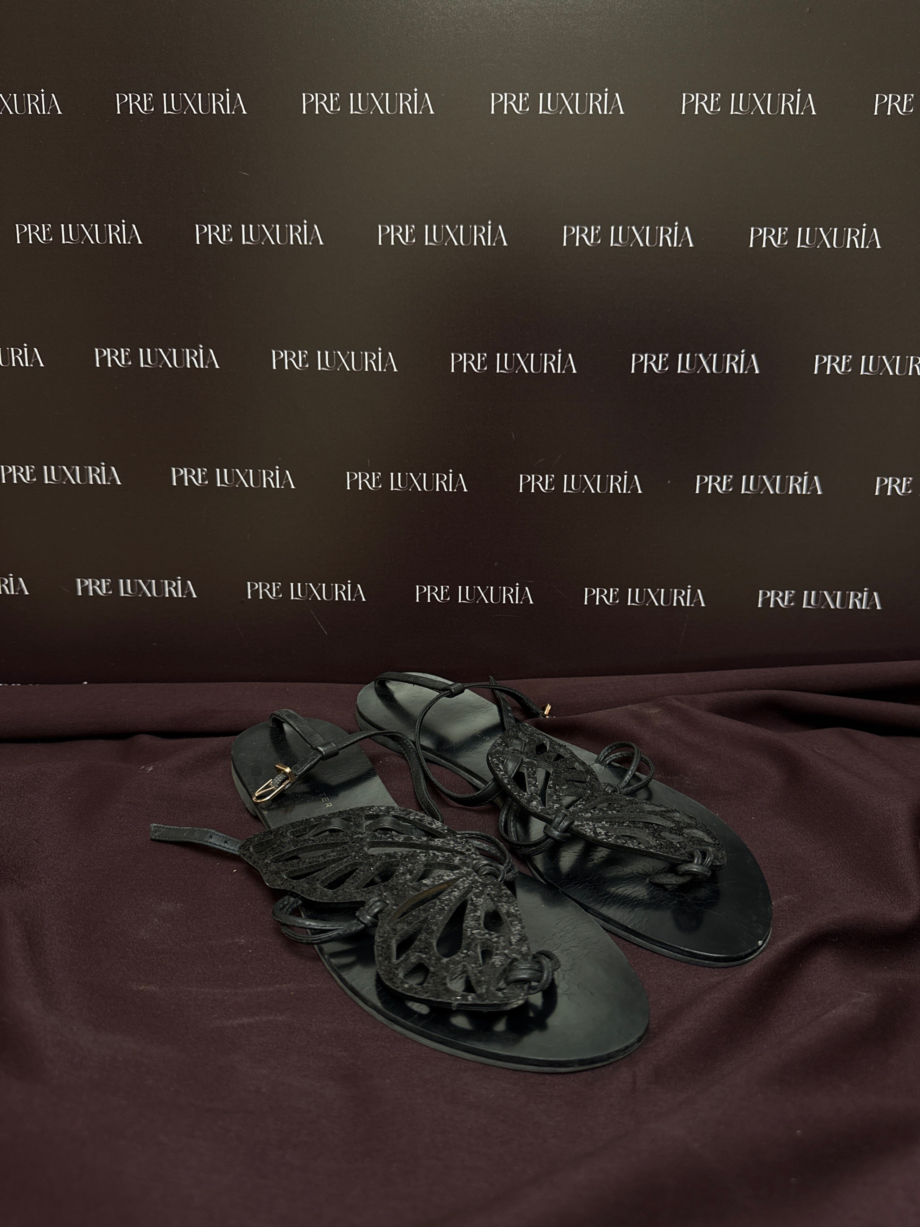 Sophia Webster Butterfly Flat Sandals in Black  EU39