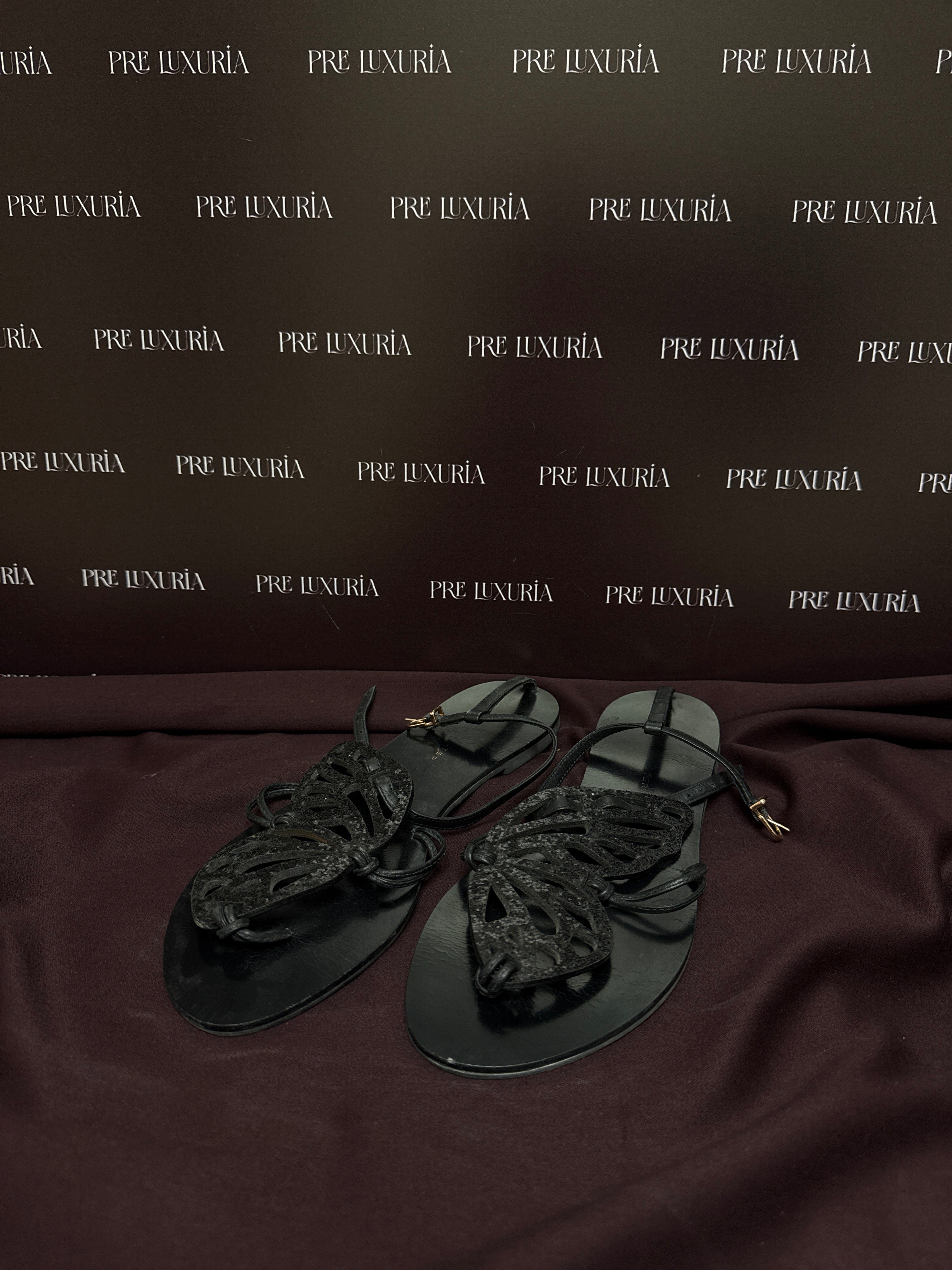 Sophia Webster Butterfly Flat Sandals in Black  EU39