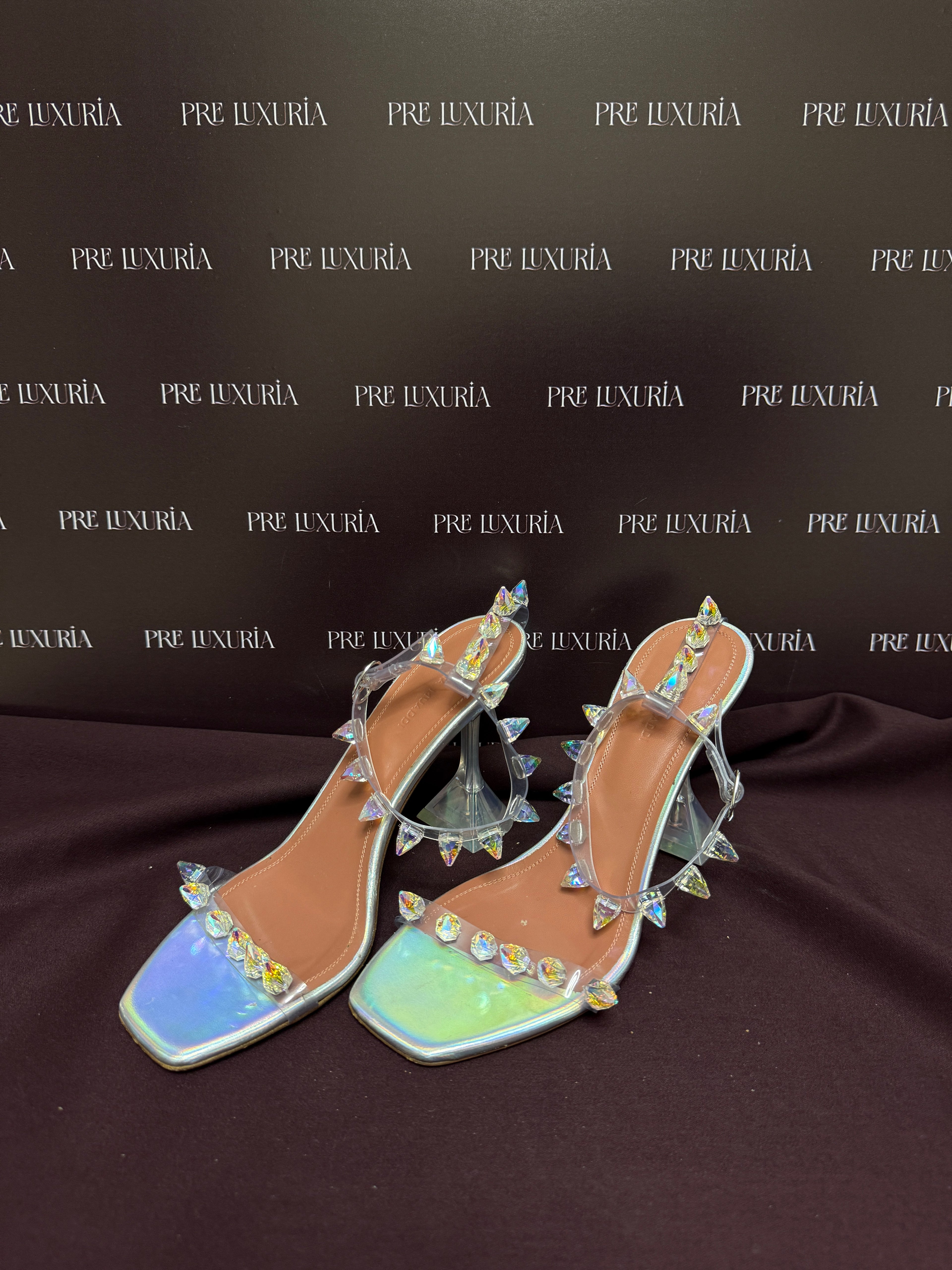 Amina Muaddi Julia PVC Spike Sandals EU38
