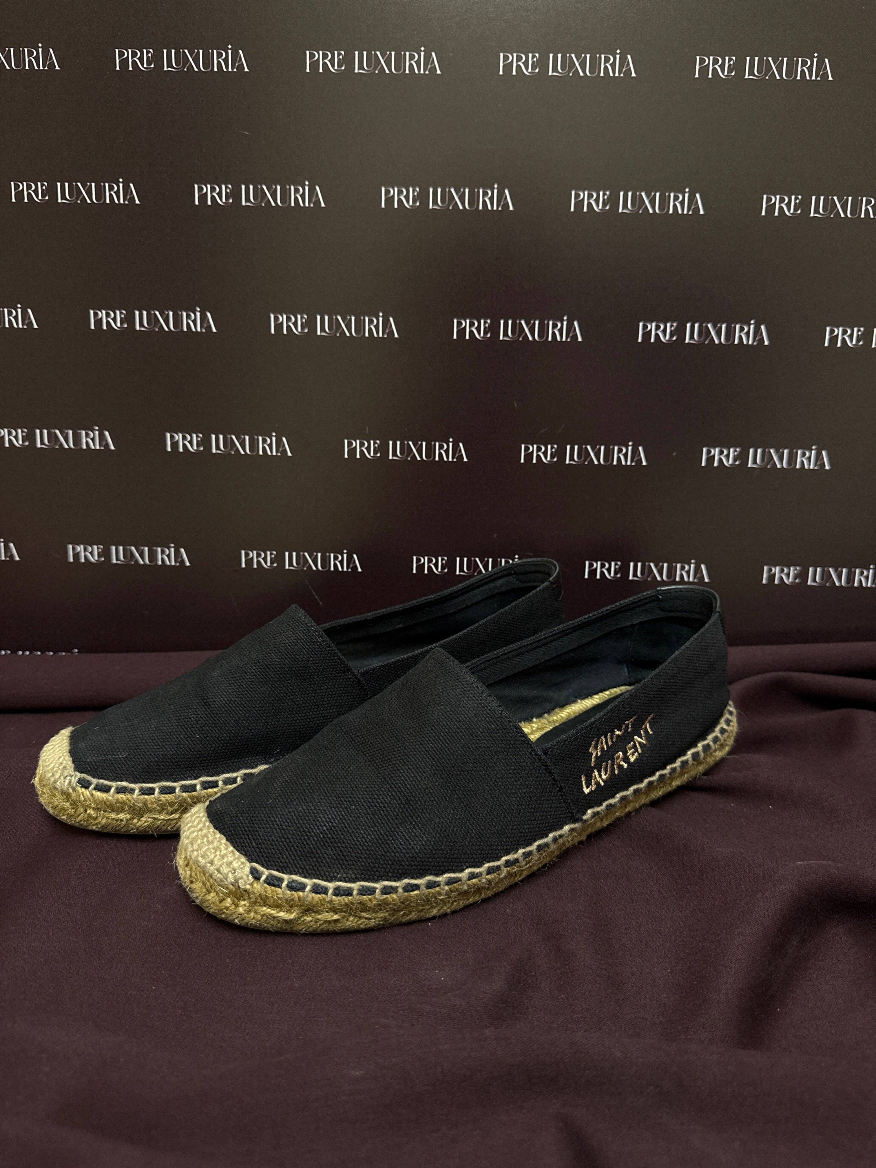Saint Laurent Embroidered Espadrilles in Black Canvas EU39