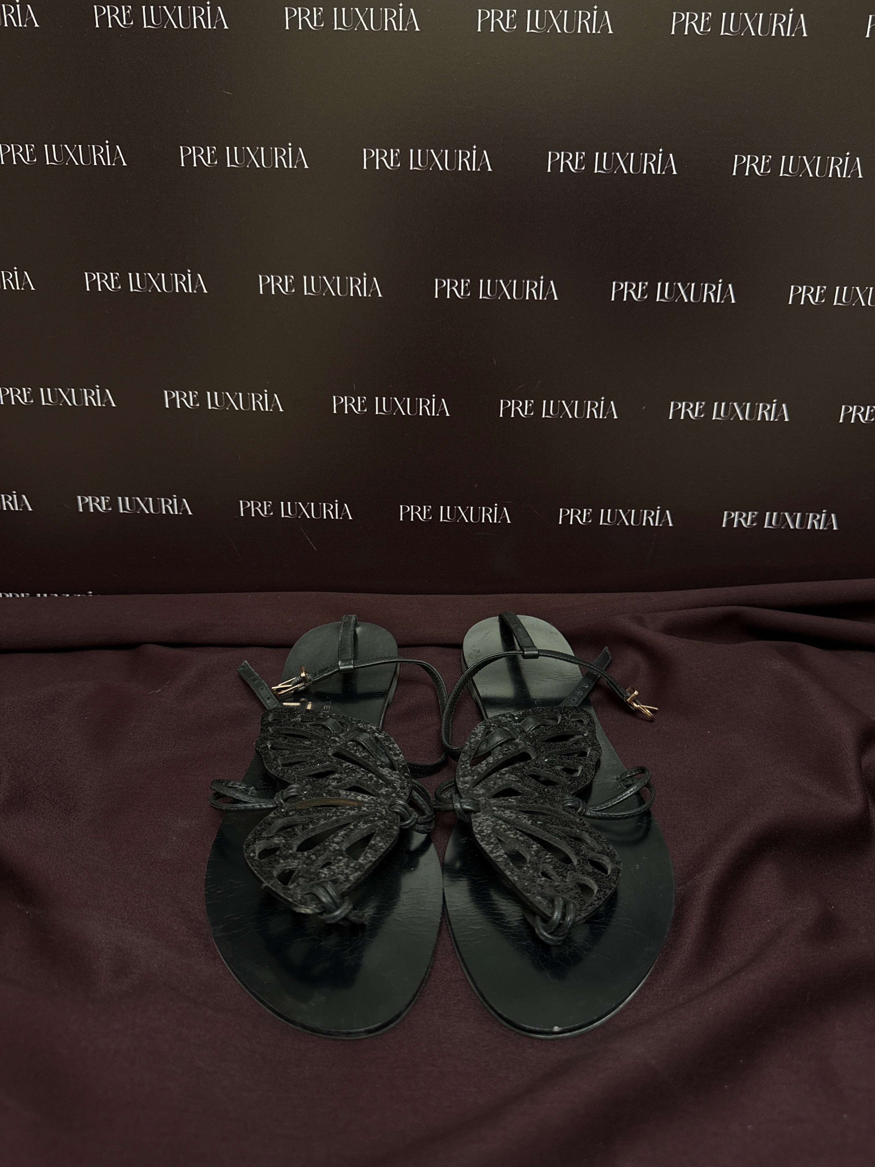 Sophia Webster Butterfly Flat Sandals in Black  EU39