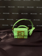 By Far Croco - Embossed Micro Fran in Green