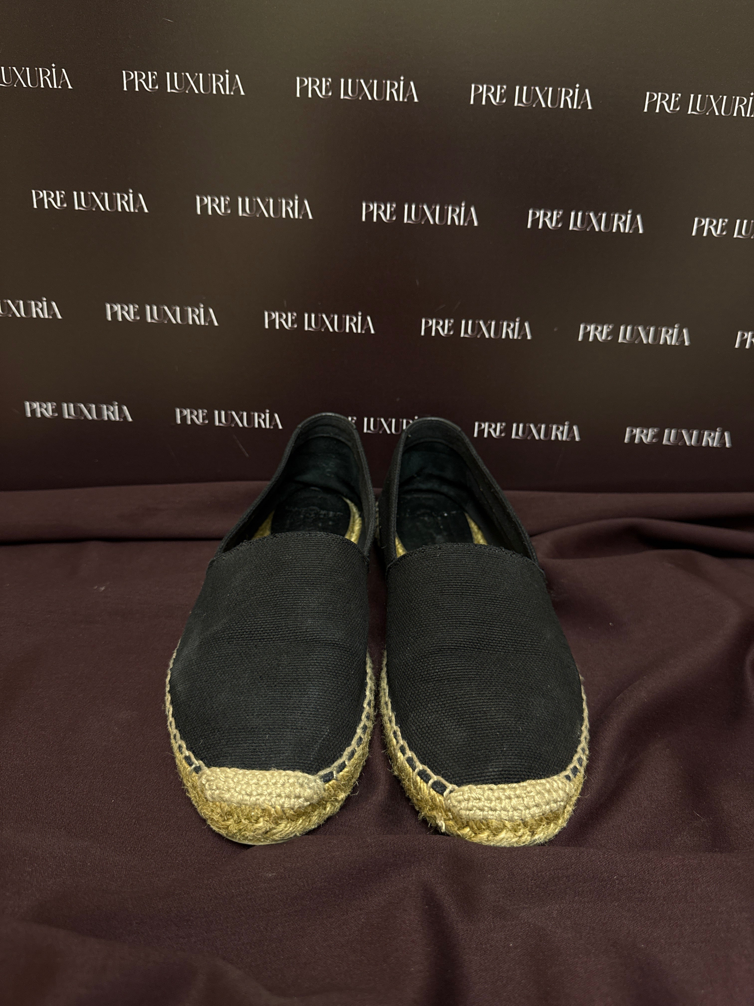 Saint Laurent Embroidered Espadrilles in Black Canvas EU39