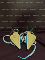 Mach & Mach Double Bow Satin Pumps in Blue EU37