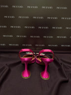 Amina Muaddi Begum Embellished Satin Slingback Pumps EU37