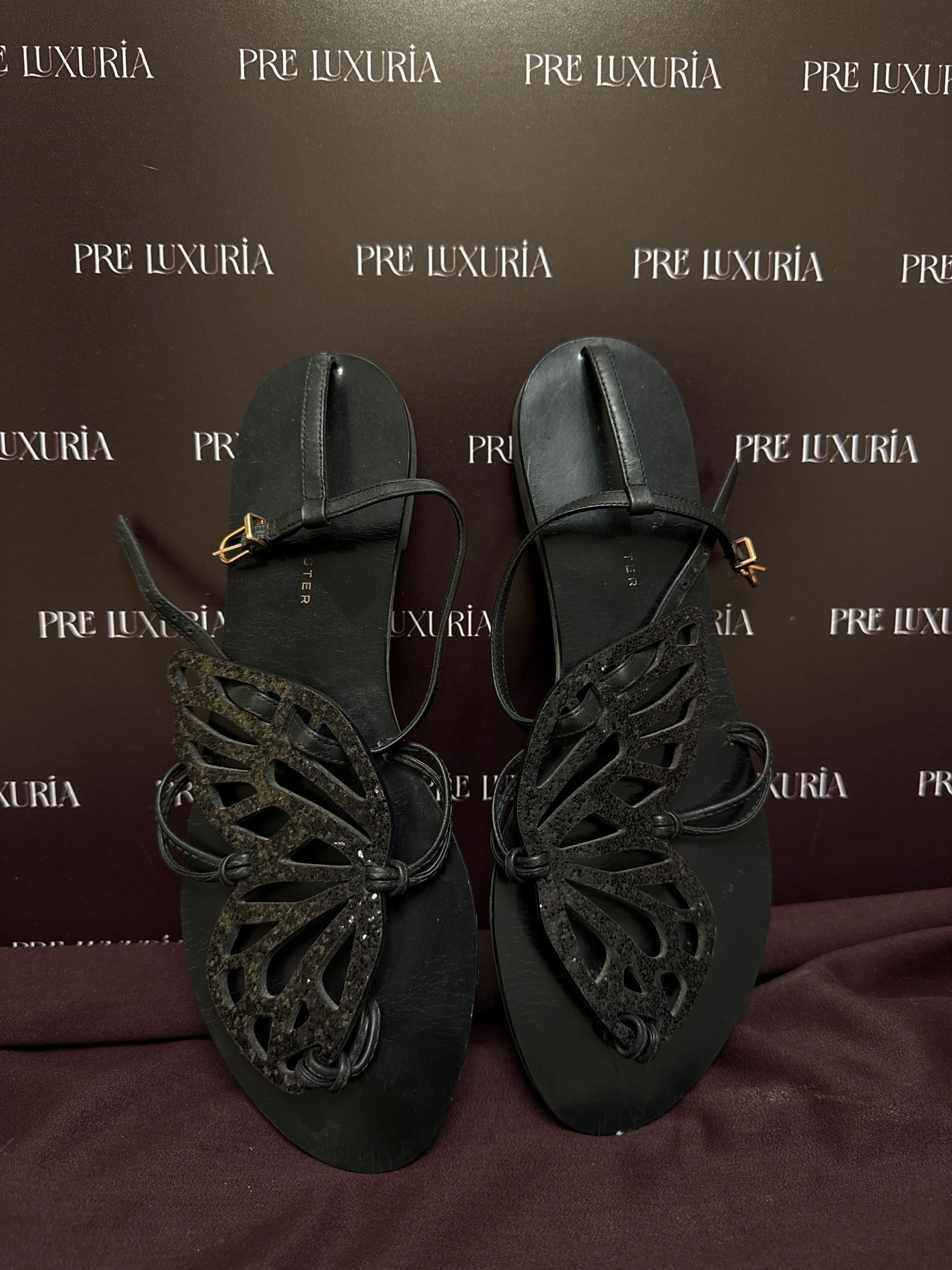 Sophia Webster Butterfly Flat Sandals in Black  EU39