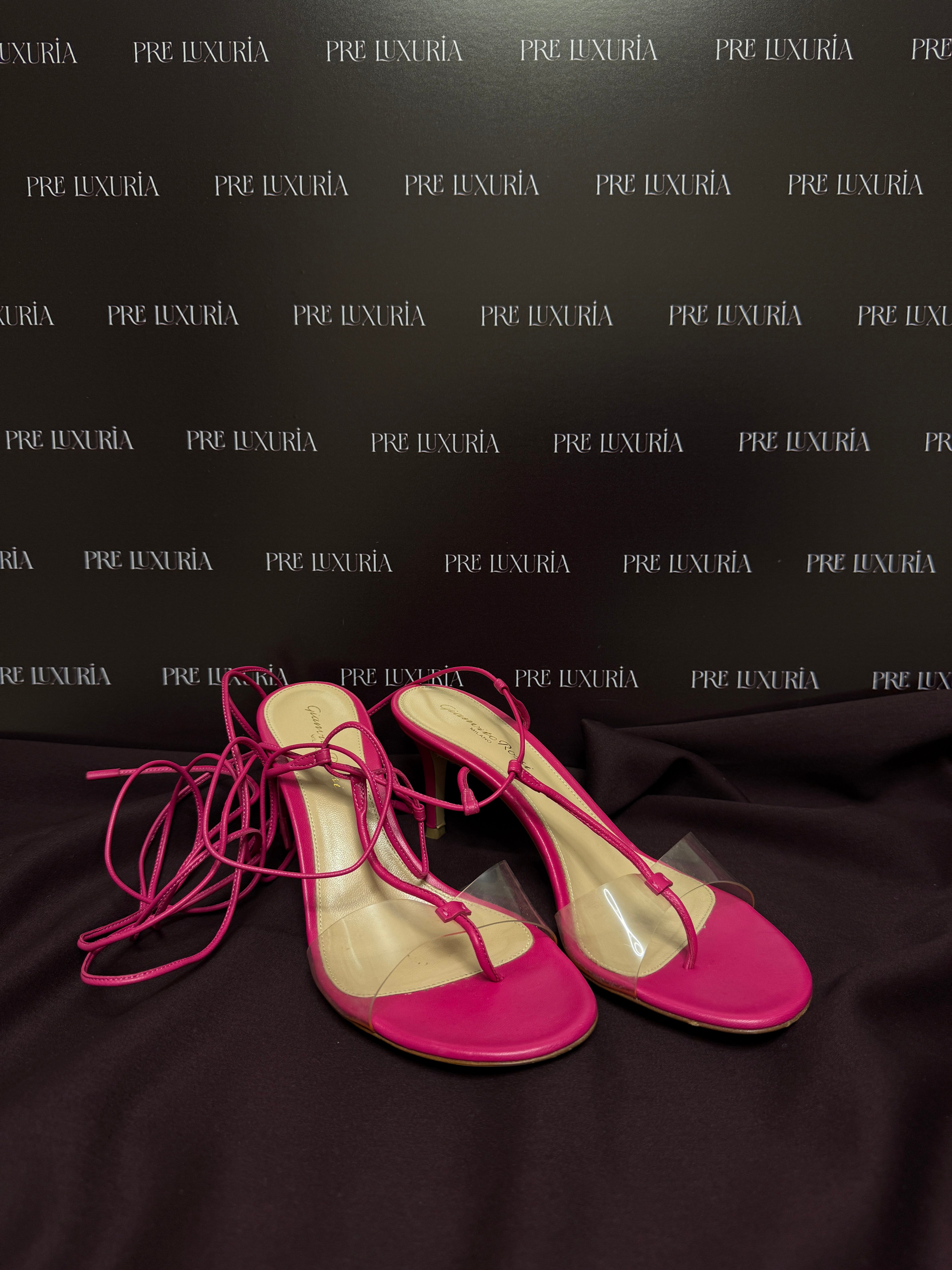 Gianvito Rossi Estelle Wrap-tie Sandals in Pink EU37.5