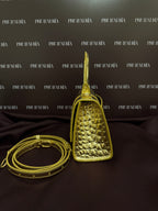 Balenciaga Metallic Crocodile Embossed Hourglass XS in Gold