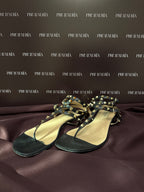 Valentino Garavani Rock-stud Caged Flat Sandals in Black EU39