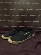 Saint Laurent Embroidered Espadrilles in Black Canvas EU39