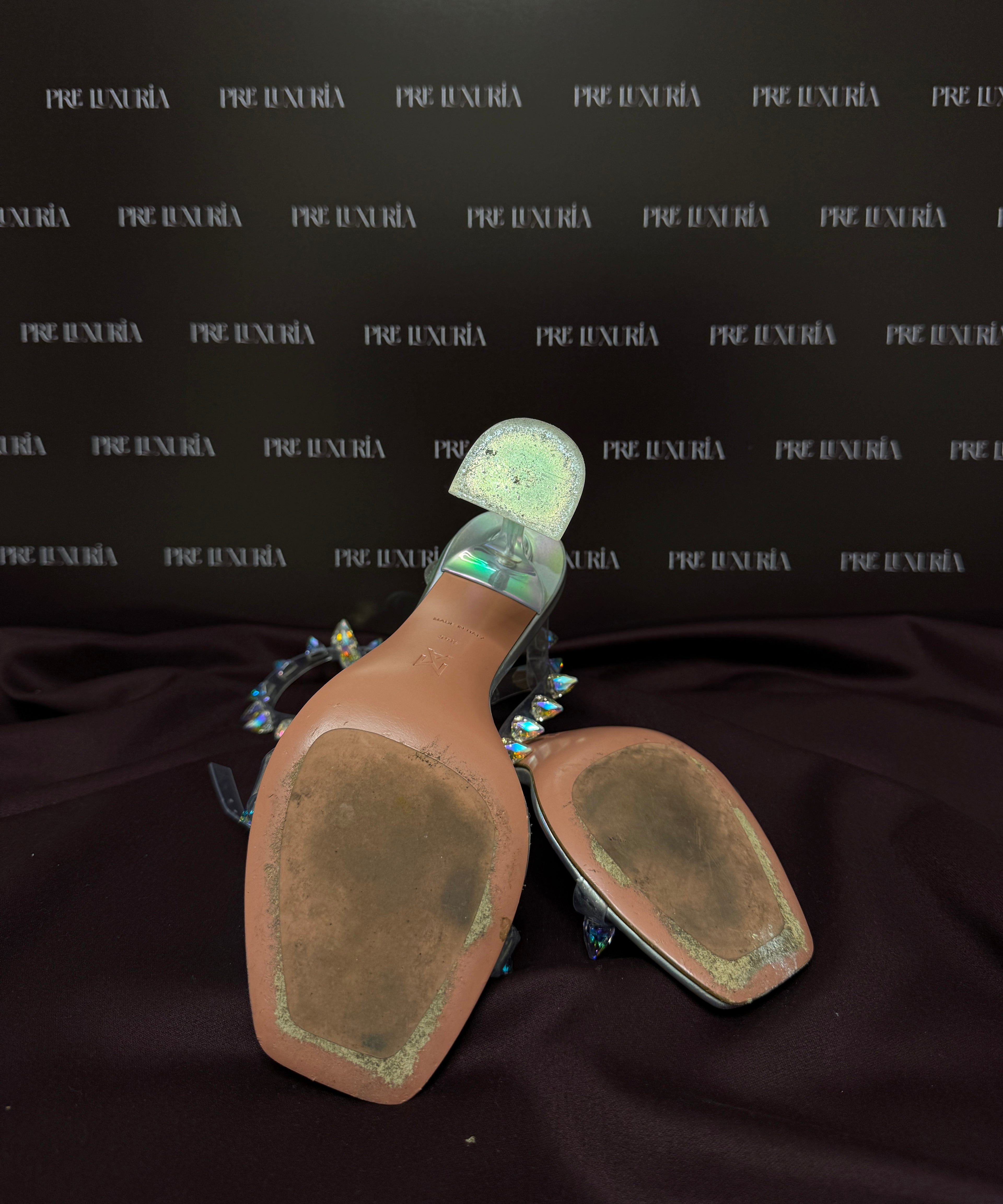 Amina Muaddi Julia PVC Spike Sandals EU39.5