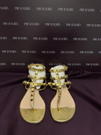 Valentino Garavani Rock-stud Caged Flat Sandals in Gold EU 37