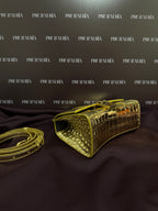 Balenciaga Metallic Crocodile Embossed Hourglass XS in Gold