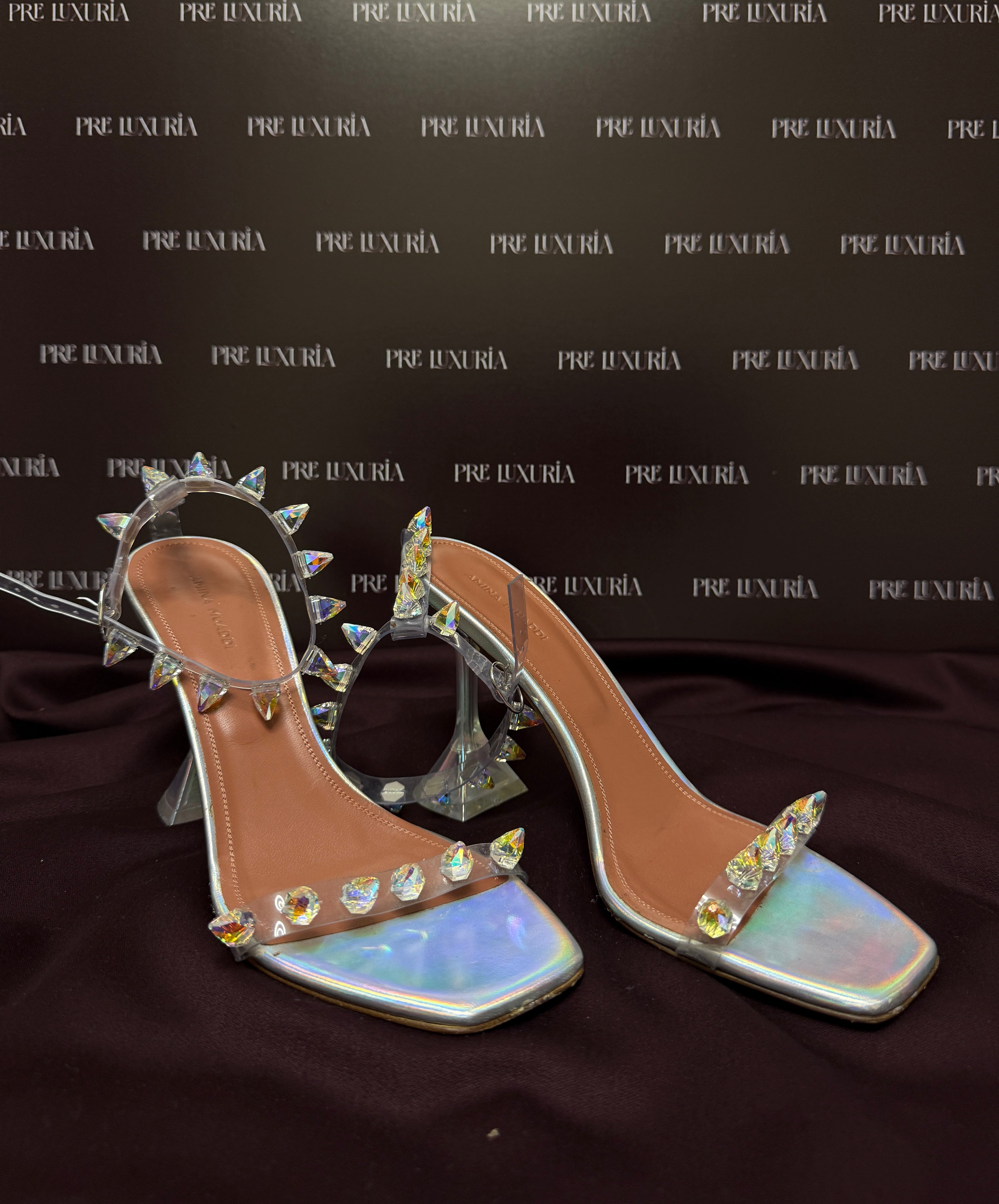 Amina Muaddi Julia PVC Spike Sandals EU39.5