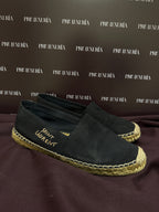 Saint Laurent Embroidered Espadrilles in Black Canvas EU39