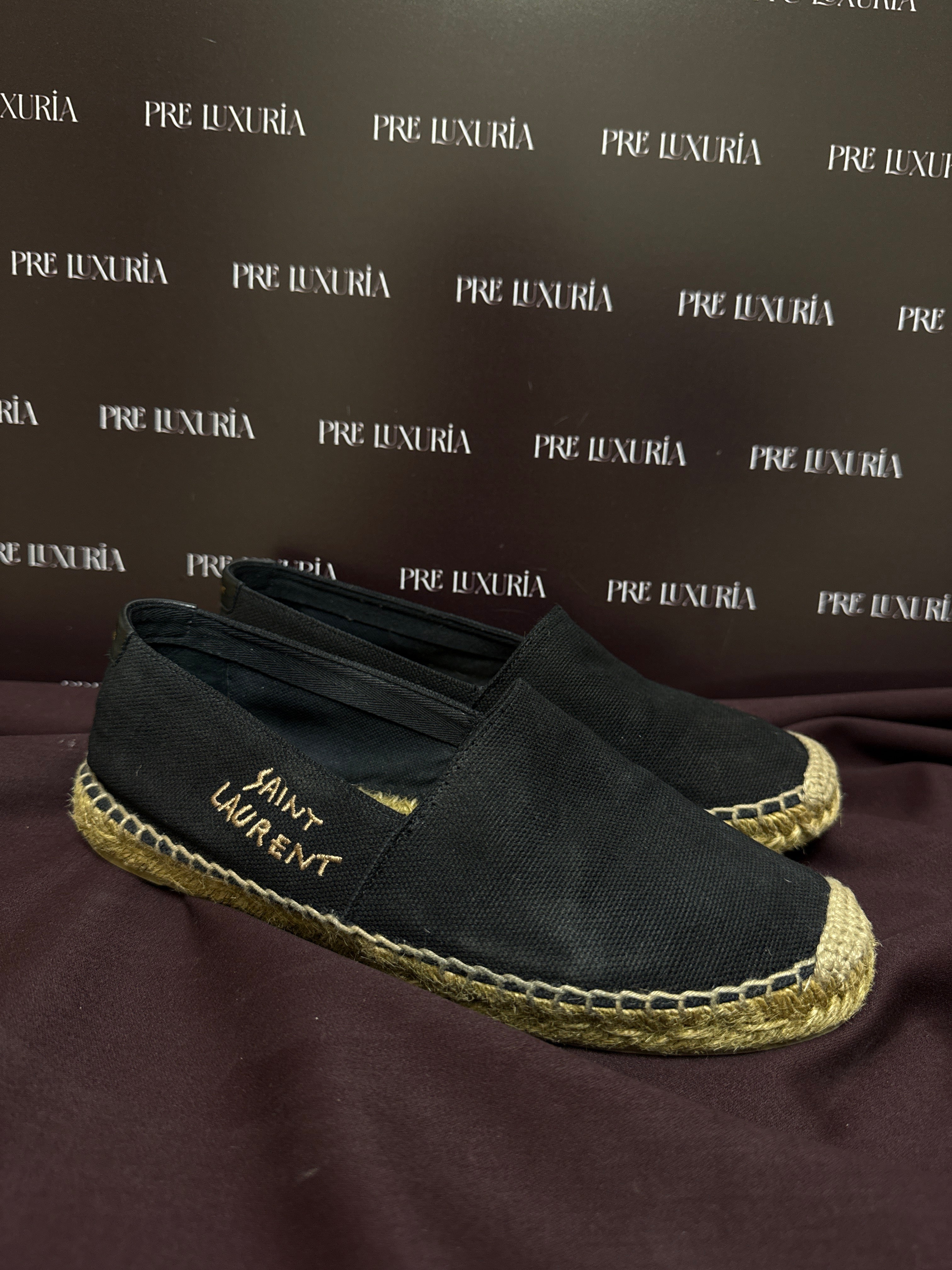 Saint Laurent Embroidered Espadrilles in Black Canvas EU39